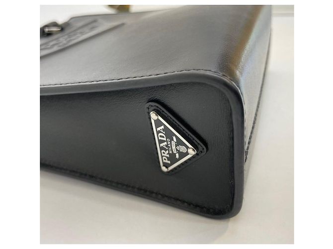 Prada Borsa a tracolla con logo triangolare ricamato Nero - vista 5