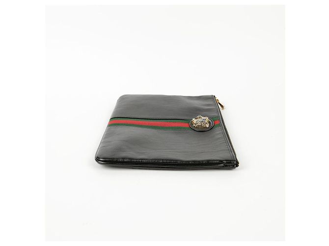 Gucci Clutch Raja Tiger Head in pelle nera Nero - vista 3