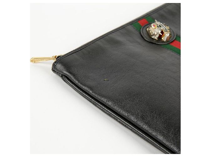 Gucci Clutch Raja Tiger Head in pelle nera Nero - vista 5