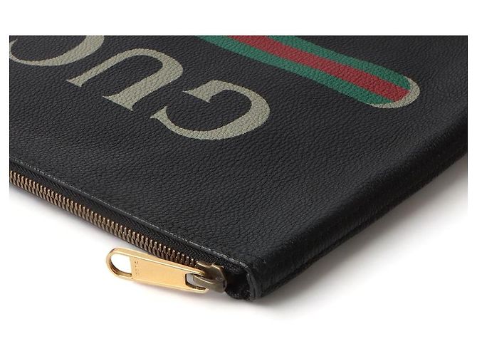 Gucci Clutch Portfolio Logo Nero - vista 3