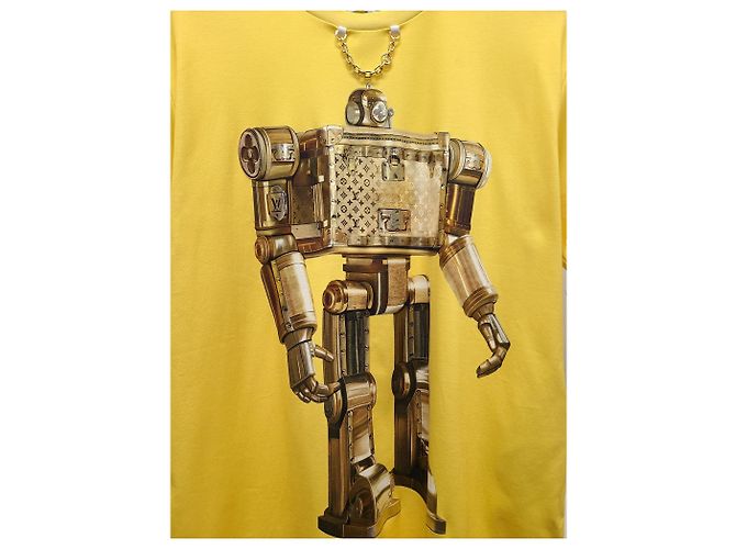 Louis Vuitton Gelbes Kurzarm-T-Shirt mit Monogramm-Roboter - Ansicht 3