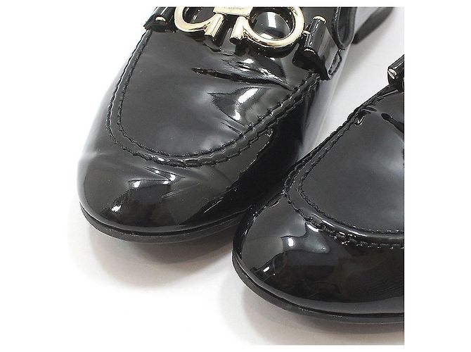 Salvatore Ferragamo Mocassini Black Patent Tri-Glio Gold Gancini Nero - vista 10