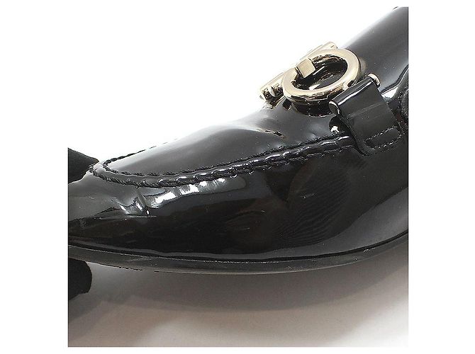 Salvatore Ferragamo Mocassini Black Patent Tri-Glio Gold Gancini Nero - vista 11