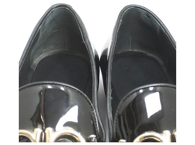 Salvatore Ferragamo Mocassini Black Patent Tri-Glio Gold Gancini Nero - vista 14