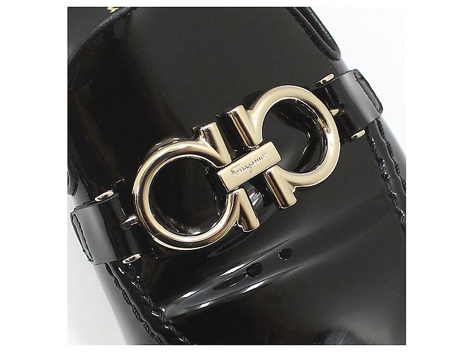 Salvatore Ferragamo Mocassini Black Patent Tri-Glio Gold Gancini Nero - vista 15