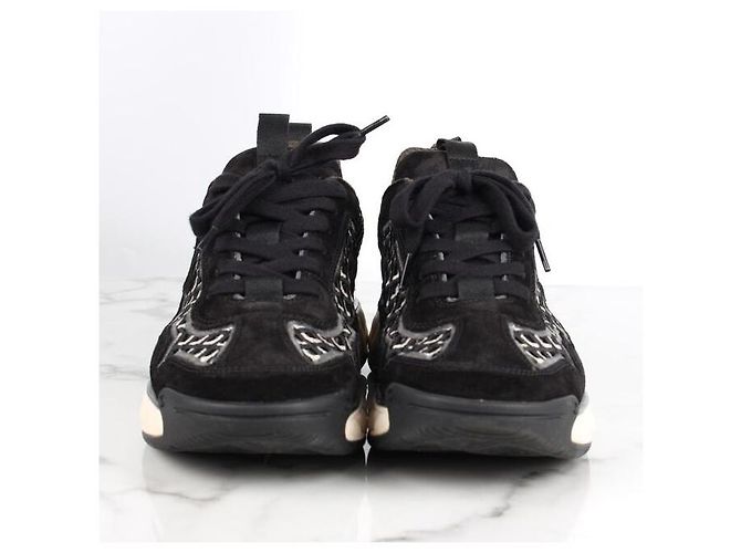 2.55 Chanel Sneaker aus Mischfasern-Wildleder Schwarz Khaki Braun - Ansicht 2