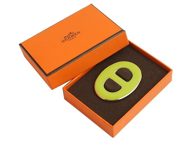 Ring Hermès Anello per sciarpa Chandale Silver-Black Yellow-Green Verde - vista 4