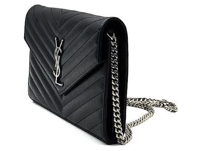 Saint Laurent Borsa a tracolla Cassandra Monogram Chain Nero - vista 2