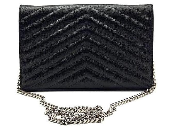Saint Laurent Borsa a tracolla Cassandra Monogram Chain Nero - vista 3