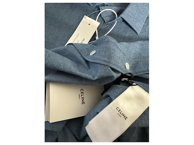Céline Triomphe Baumwoll-Chambray-Hemd Blau - Ansicht 5