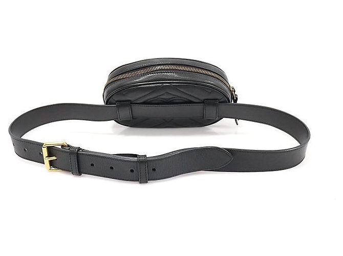 Gucci Gürteltasche Black Matelassé Chevron Golden GG Marmont Schwarz - Ansicht 3