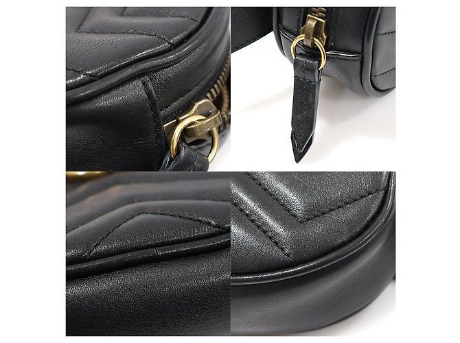 Gucci Gürteltasche Black Matelassé Chevron Golden GG Marmont Schwarz - Ansicht 6