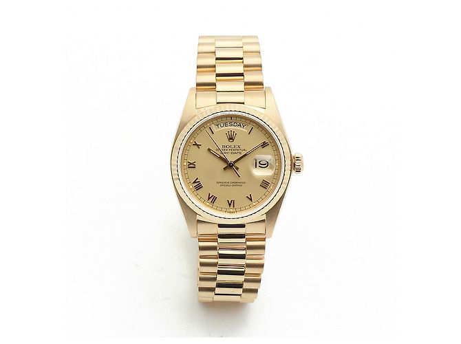 Rolex Orologio in oro da uomo Day-Date, quadrante romano oro champagne opaco D'oro - vista 16