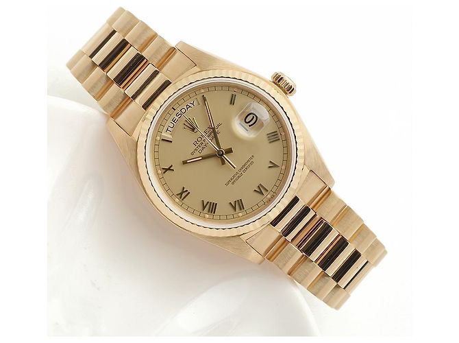 Rolex Orologio in oro da uomo Day-Date, quadrante romano oro champagne opaco D'oro - vista 19
