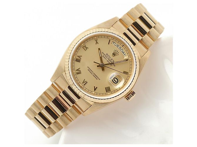 Rolex Orologio in oro da uomo Day-Date, quadrante romano oro champagne opaco D'oro - vista 20