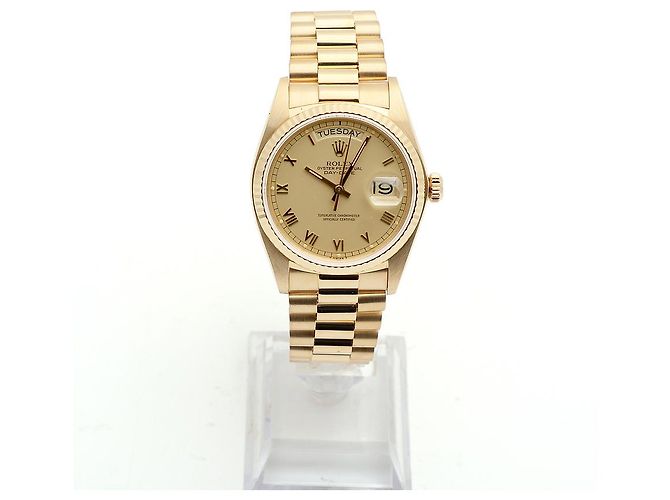 Rolex Orologio in oro da uomo Day-Date, quadrante romano oro champagne opaco D'oro - vista 3