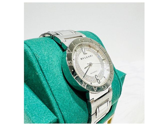Bulgari Unisex-Uhr mit Perlmuttzifferblatt und Diamanten Weiß - Ansicht 3
