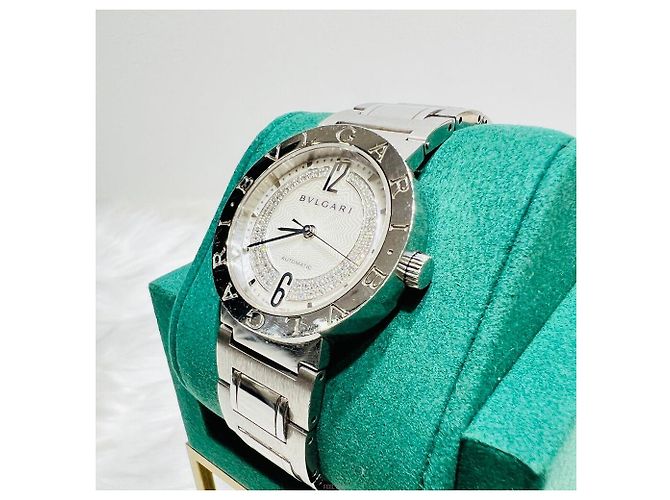 Bulgari Unisex-Uhr mit Perlmuttzifferblatt und Diamanten Weiß - Ansicht 4