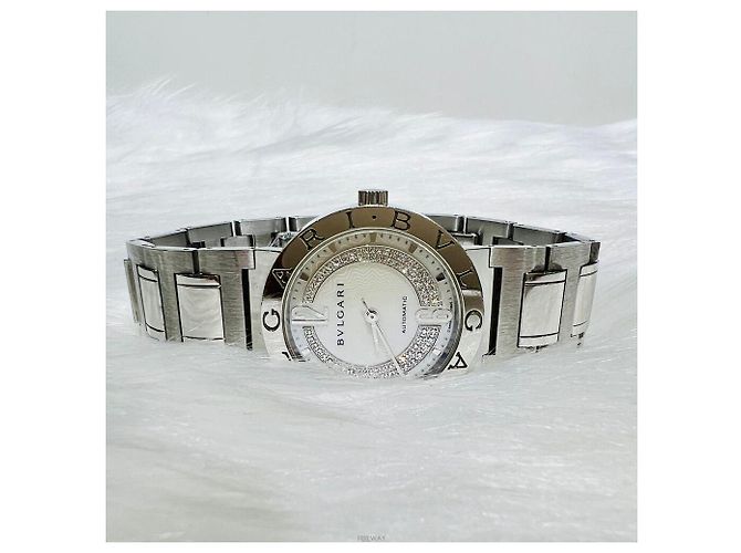 Bulgari Unisex-Uhr mit Perlmuttzifferblatt und Diamanten Weiß - Ansicht 5