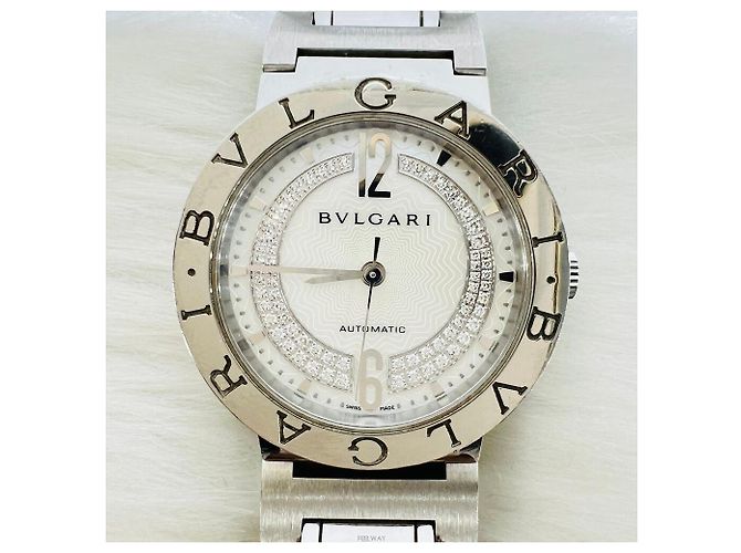 Bulgari Unisex-Uhr mit Perlmuttzifferblatt und Diamanten Weiß - Ansicht 8
