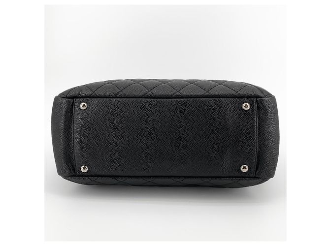 Chanel Bolsa de Ombro Shopper Grande em Caviar Prata Preto - vista 6