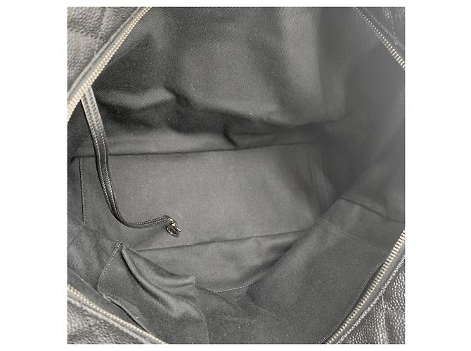 Chanel Bolsa de Ombro Shopper Grande em Caviar Prata Preto - vista 8
