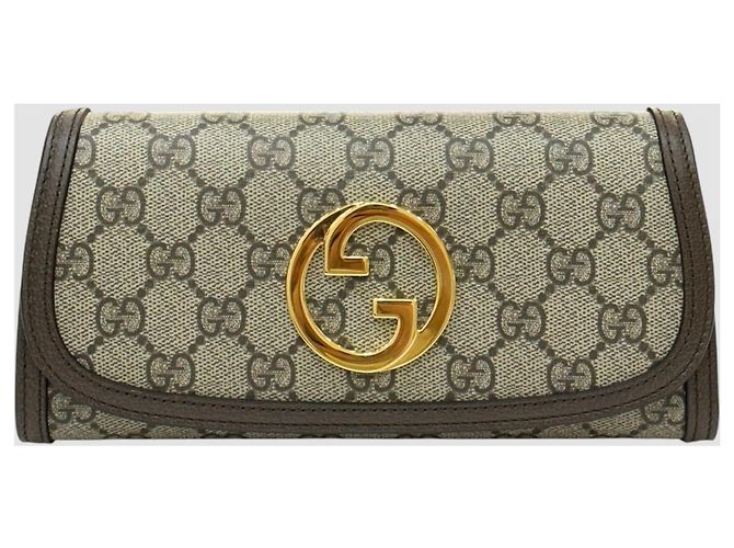 Gucci Portafoglio Blondie WOC con catena Beige Ebony Marrone - vista 2