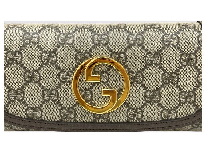 Gucci Portafoglio Blondie WOC con catena Beige Ebony Marrone - vista 4