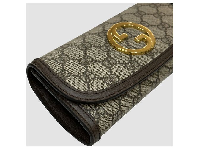 Gucci Portafoglio Blondie WOC con catena Beige Ebony Marrone - vista 5