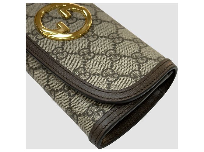 Gucci Portafoglio Blondie WOC con catena Beige Ebony Marrone - vista 6