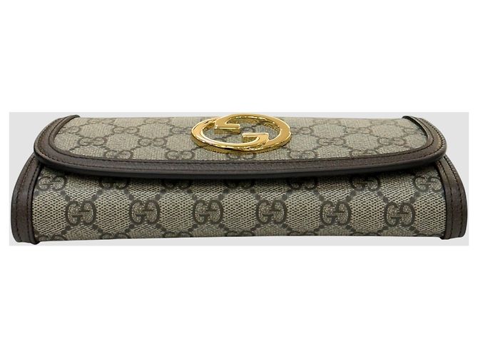 Gucci Portafoglio Blondie WOC con catena Beige Ebony Marrone - vista 9