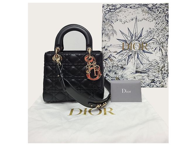 Dior Borsa Lady MY ABC Small in agnello Cannage nero - vista 7