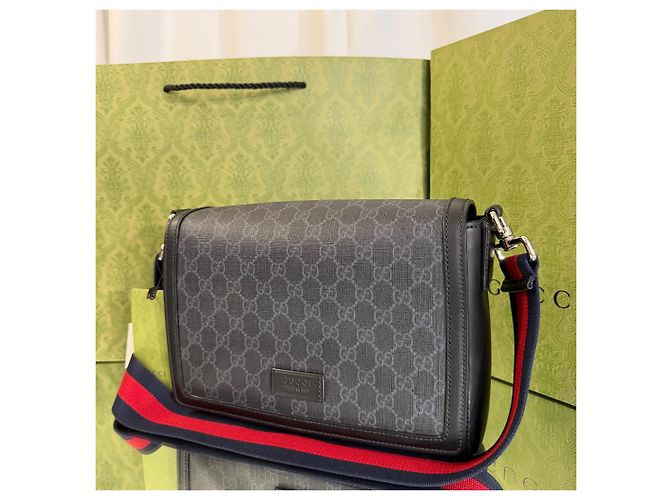 Gucci Borsa a tracolla in tela nera Nero - vista 2
