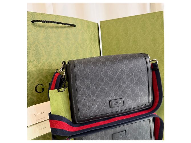 Gucci Borsa a tracolla in tela nera Nero - vista 3