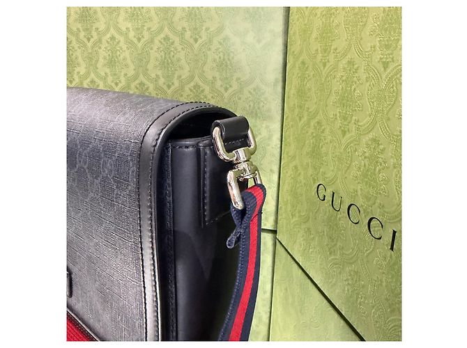 Gucci Borsa a tracolla in tela nera Nero - vista 4
