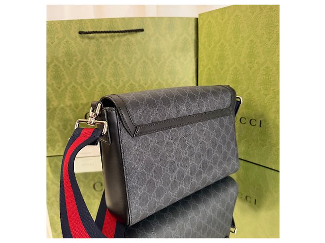 Gucci Borsa a tracolla in tela nera Nero - vista 5