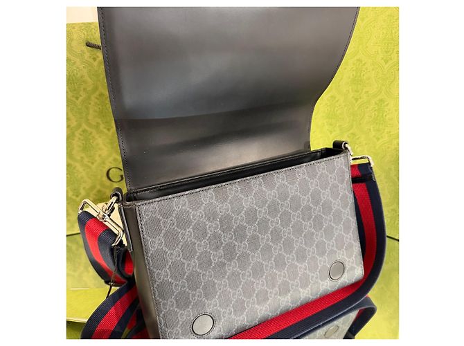Gucci Borsa a tracolla in tela nera Nero - vista 7