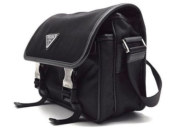 Prada Borsa Messenger in Nylon Tessuto Nero - vista 2