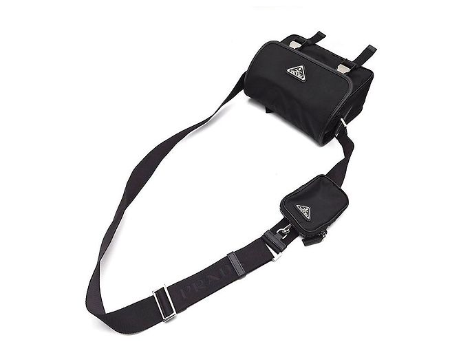 Prada Borsa Messenger in Nylon Tessuto Nero - vista 4