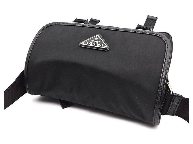 Prada Borsa Messenger in Nylon Tessuto Nero - vista 6