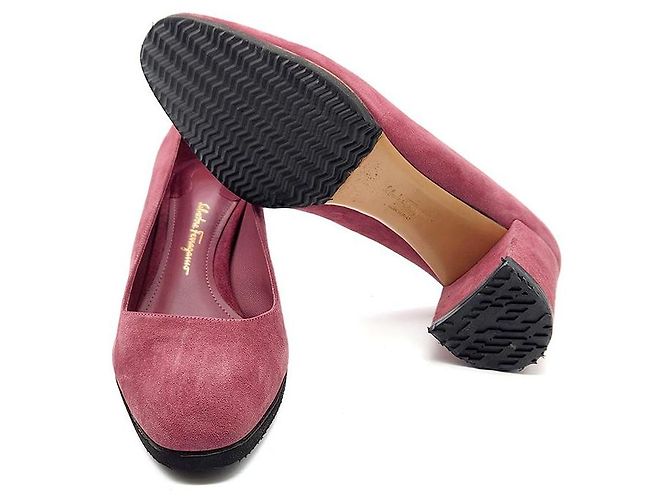 Décolleté in scamosciato Salvatore Ferragamo Rosso - vista 5