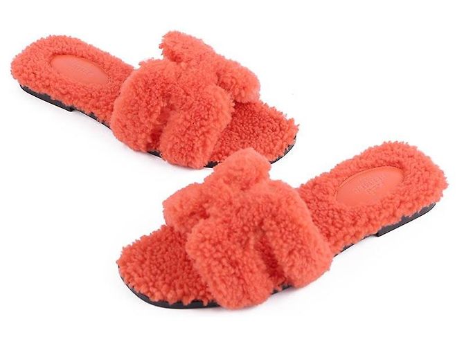 Hermès Oran Sandalen Rot - Ansicht 10