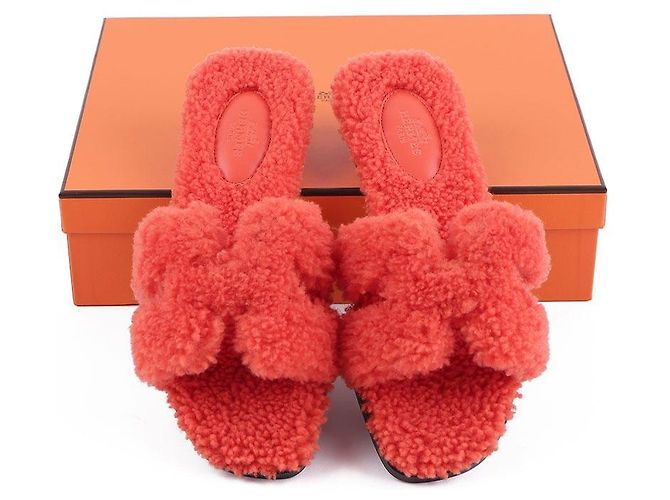 Hermès Oran Sandalen Rot - Ansicht 12