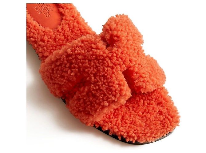 Hermès Oran Sandalen Rot - Ansicht 4