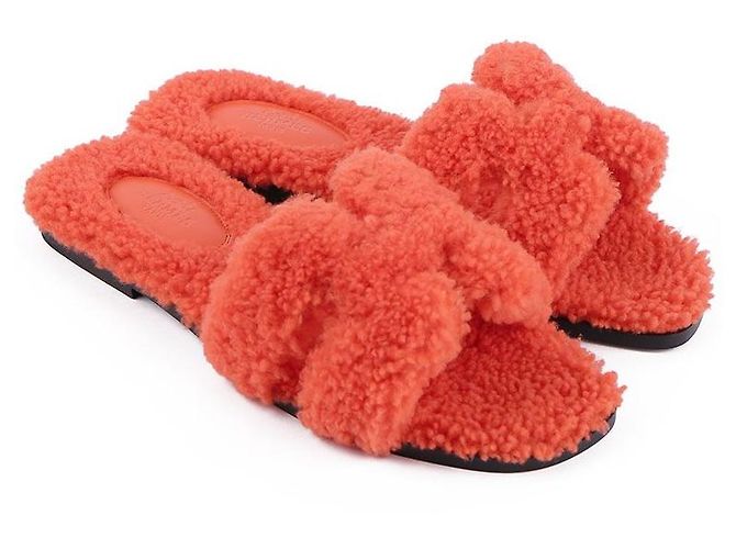 Hermès Oran Sandalen Rot - Ansicht 6