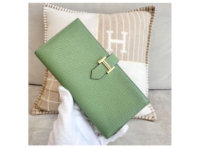 Hermès Cartera Larga Bearn Verde Criquet Gold - vista 2