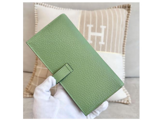 Hermès Cartera Larga Bearn Verde Criquet Gold - vista 3