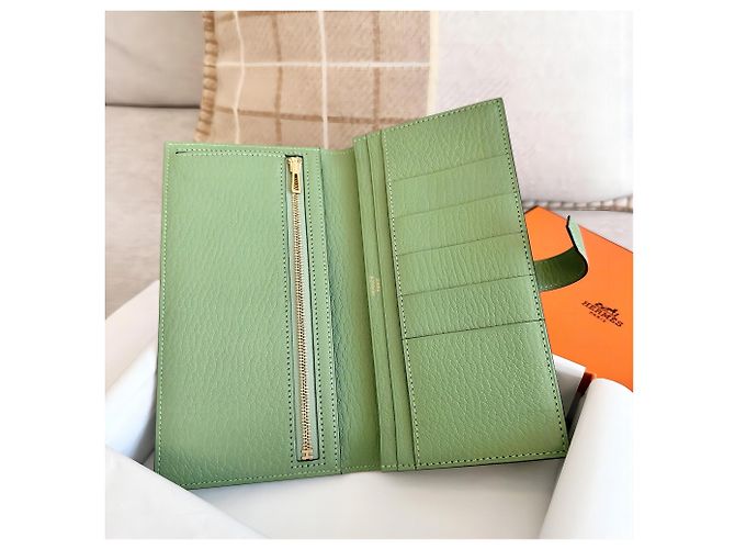 Hermès Cartera Larga Bearn Verde Criquet Gold - vista 5