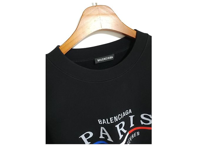 Balenciaga Black Paris Flag Embroidered Sweatshirt - view 7