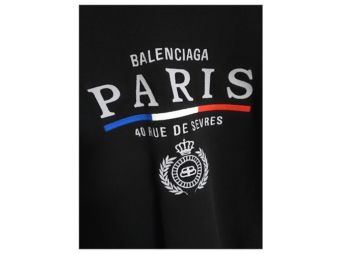 Balenciaga Black Paris Flag Embroidered Sweatshirt - view 8
